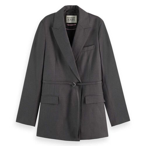 Scotch & Soda Tropical Wool Boyfriend Blazer With Belt